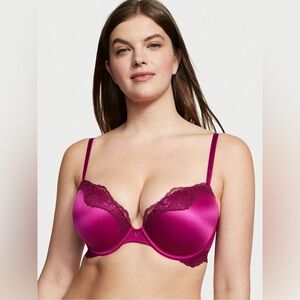 Victoria’s Secret Very Sexy Pink Lace Trim Push Up Bra in Raspberry Sz 36D